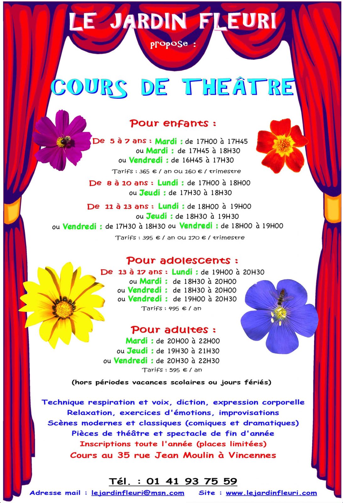 Cours de théâtre Le Jardin Fleuri
